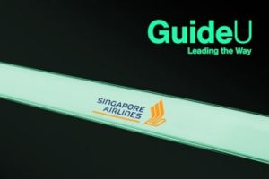 Fluoreszenz für Fluchtweg im 787 der Singapore Airlines