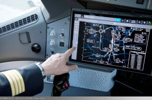 Airbus A350 XWB mit Touchscreen im Cockpit