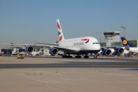 Airbus A380 der British Airways fliegt Route London-Frankfurt