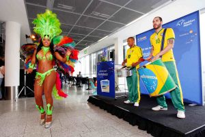 Samba zum Condor-Erstflug nach Fortaleza in Brasilien