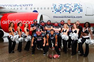 Airbus A320 in Sonderlackierung von airberlin und Brand USA