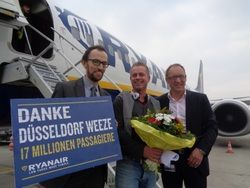 Ryanair bringt 17-millionsten Passagier zum Flughafen Weeze