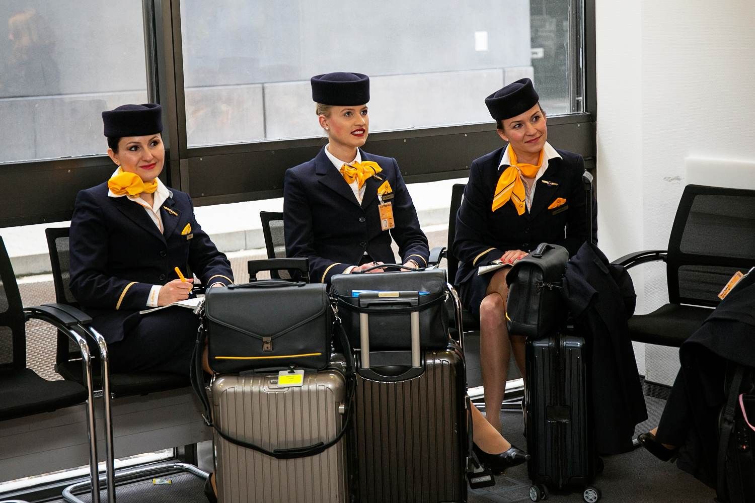 Frau am Steuer: Lufthansa "Kapitänin", weibliche Crew.