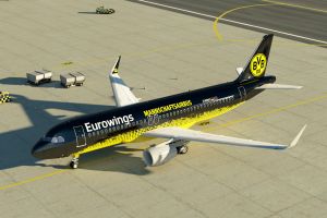 Borussia Dortmund: Mannschaftsairbus A320 in schwarzgelb
