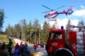 Flughafenfeuerwehr hilft bei Waldbrand