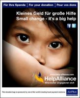 Germanwings sammelt Restgeld-Spenden für HelpAlliance an Bord