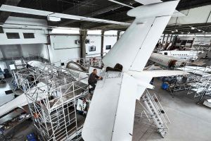 Dassault Falcon 7X zum Heavy-Maintenance-Check bei Ruag